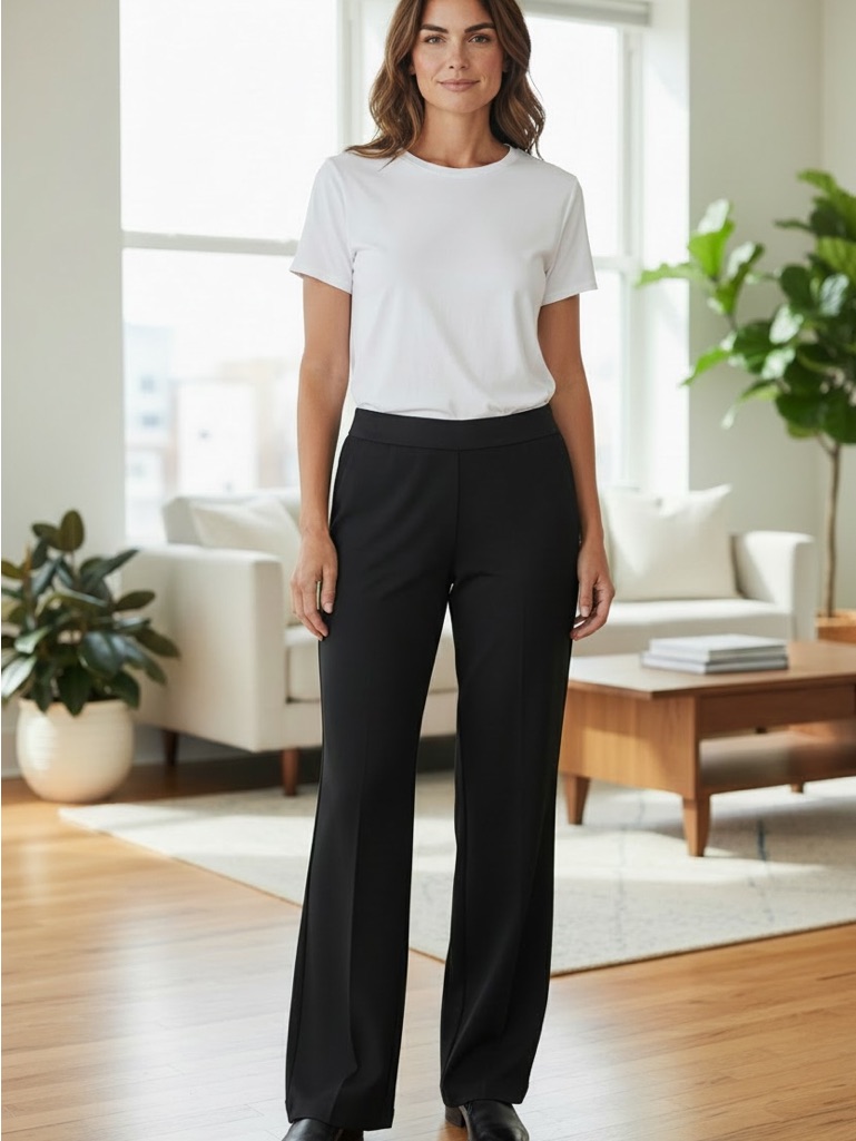 Banana Republic Black Wide-Leg Pull-On Pants